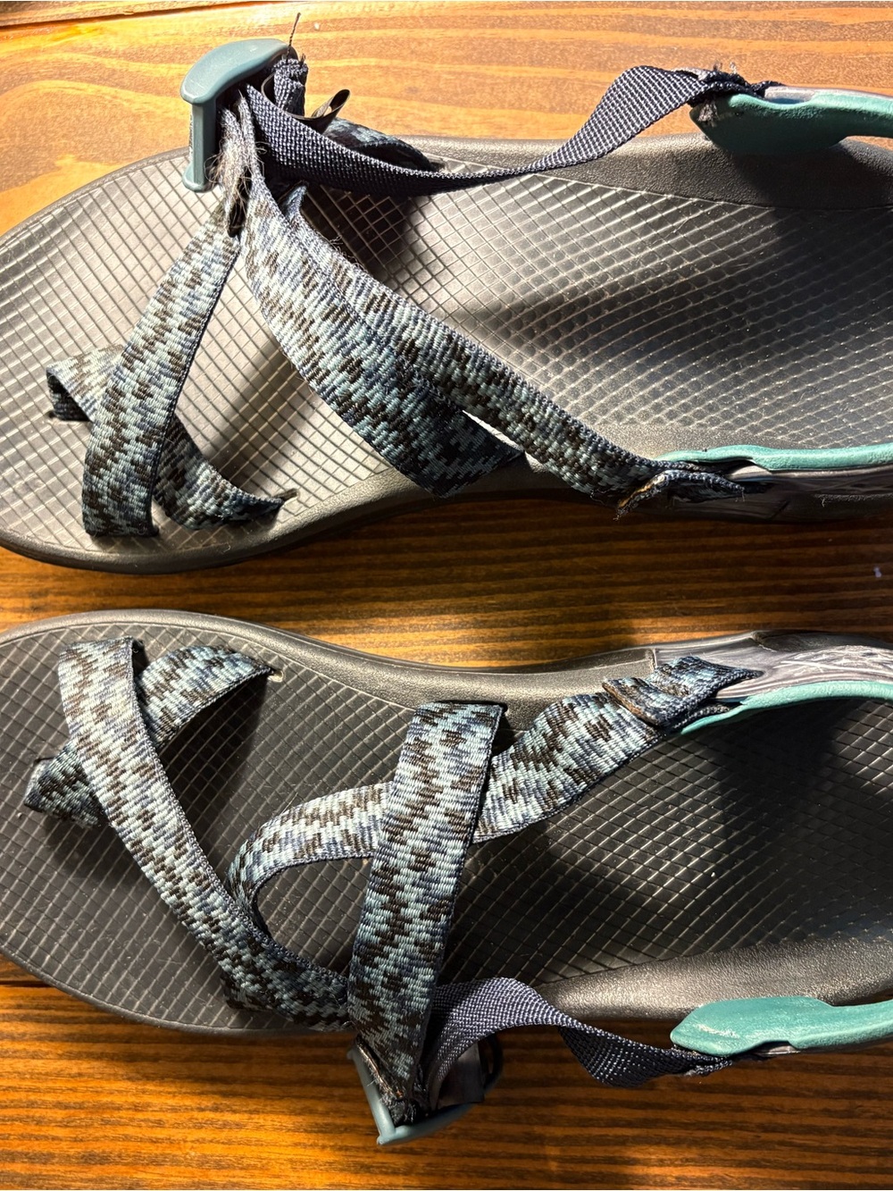 Chaco Men's Strappy Sandal in Teal and Black